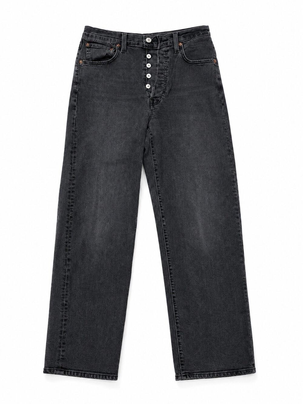 Levi’s Premium Ribcage Straight Jeans Women’s Size 31 Gray Wash Button Up